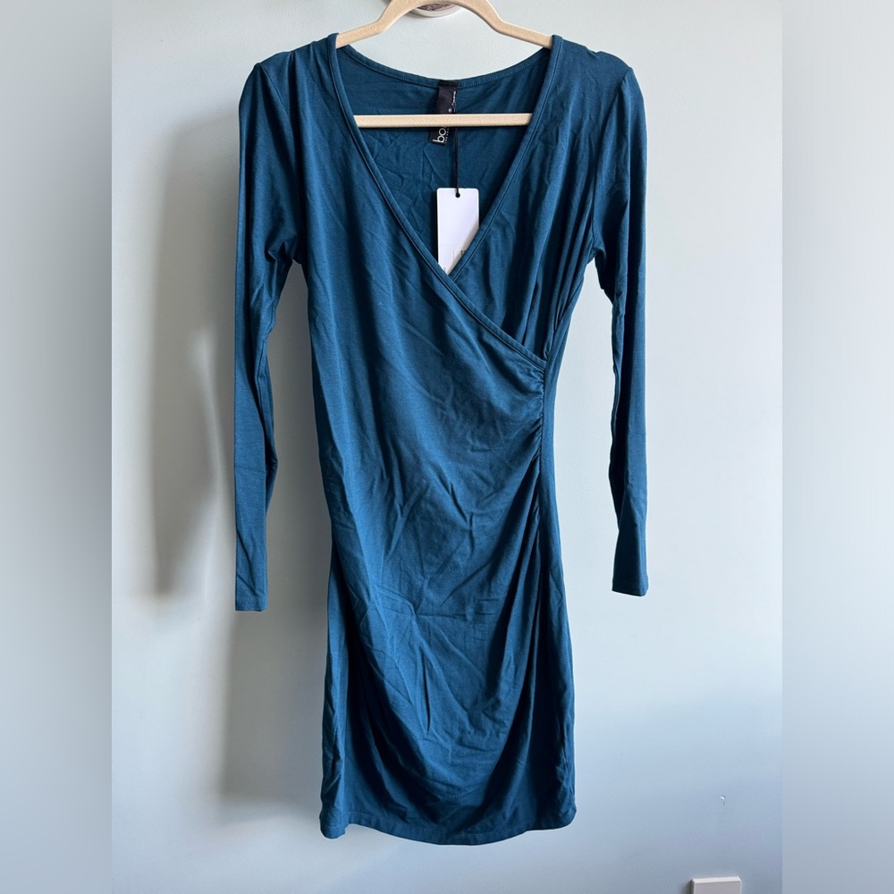 NWOT Long Sleeve Teal T-Shirt Wrap Dress
